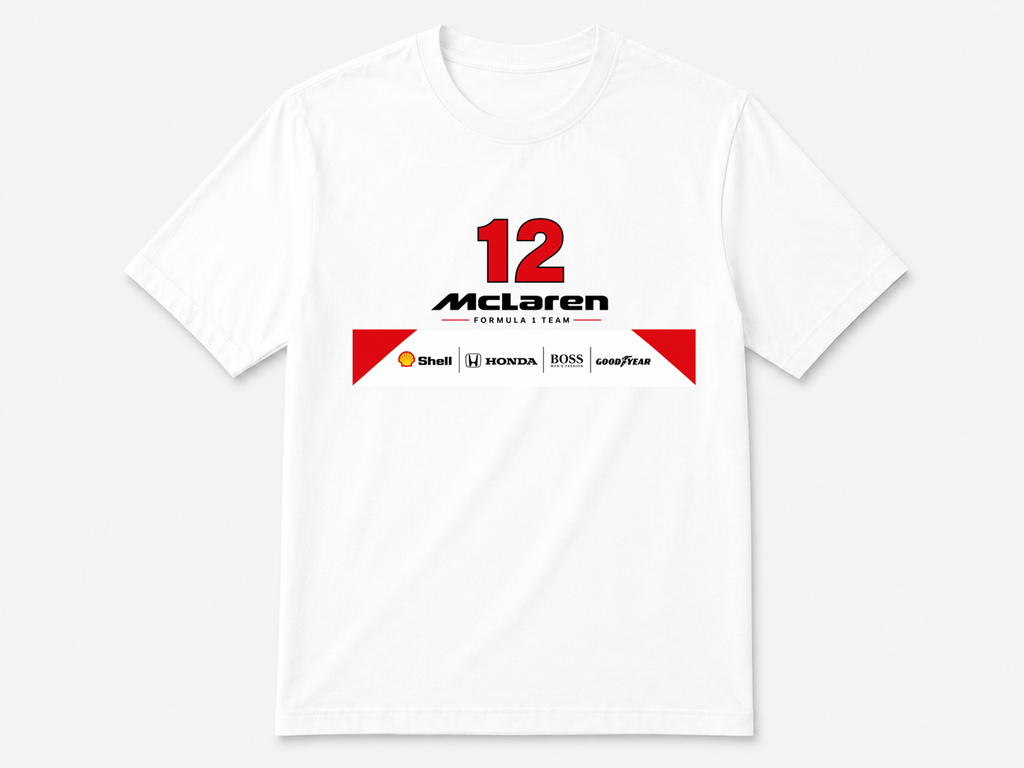 Camiseta McLaren Nº 12 – Estampa Clássica Mclaren F1 Team